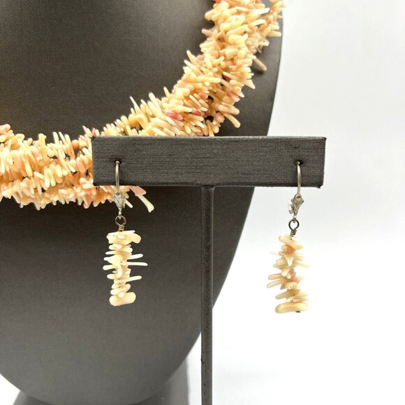 Jay King DTR  Sterling Pink Angel Skin CORAL Torsade Necklace and Earrings Set - Picture 7 of 9